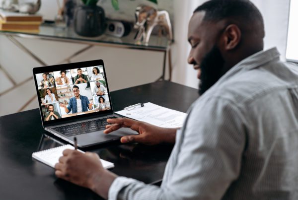 Team plans for a virtual event.